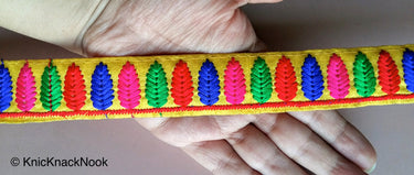 Yellow Trim With Green, Blue, Pink And Red Embroidery